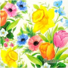 Serwetka decoupage firmy PAW narcyzy i tulipany 33x33cm